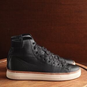 Clae Sneakers Mens SZ 11 BLK Bradley Welt Leather Hight Top Modern Casual Shoes